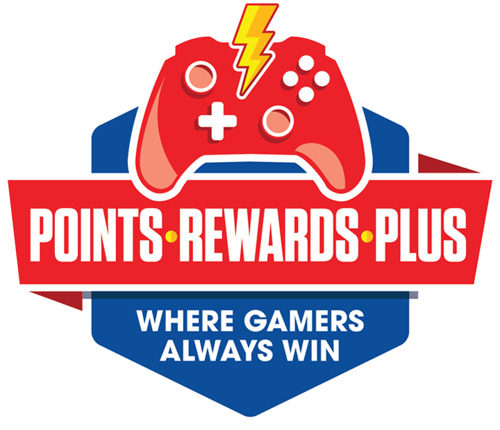 POINTS REWARDS PLUS gaming logo vertical badge
